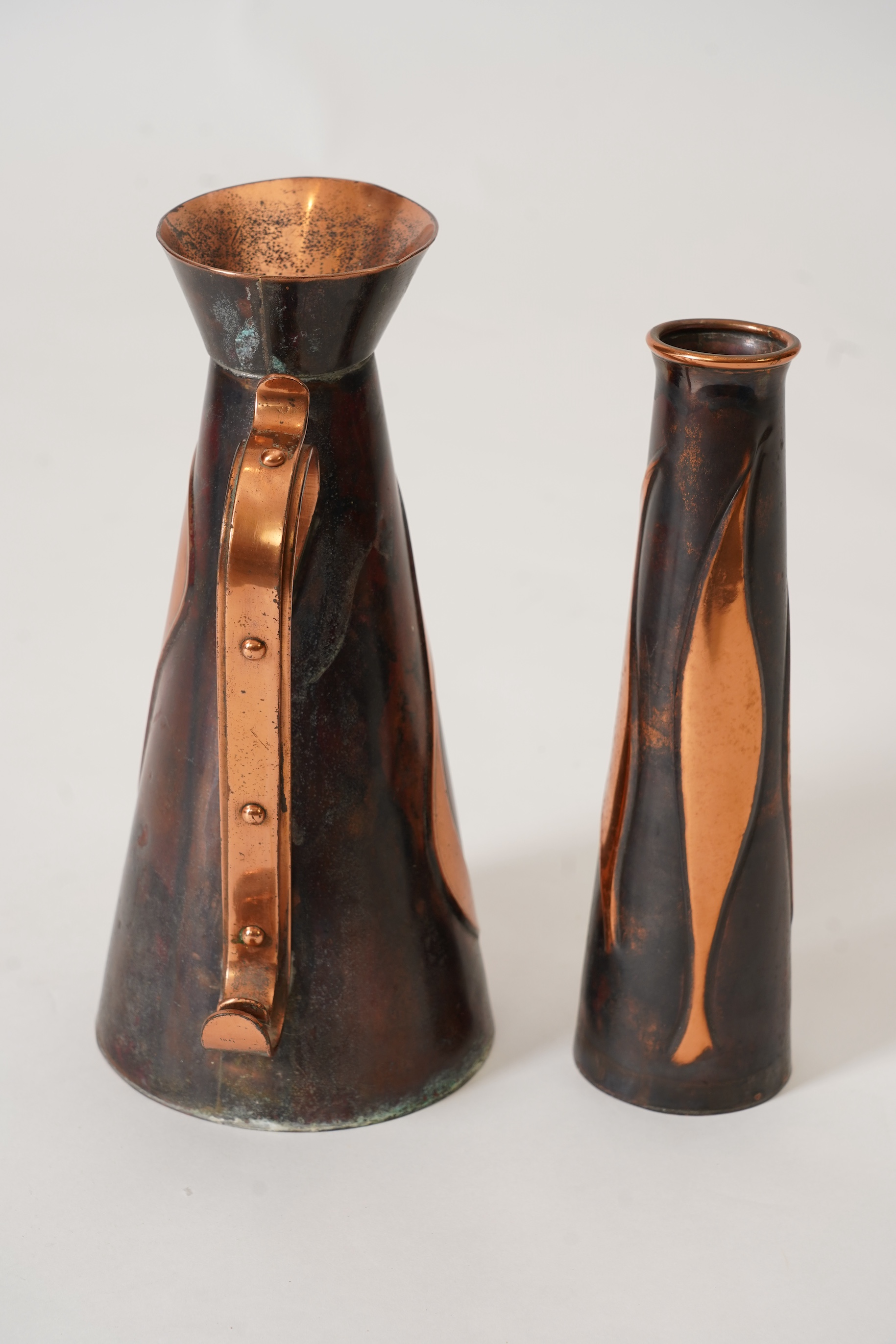 Sam Fanaroff BEM, 1926-2019, A patinated copper ewer and similar vase